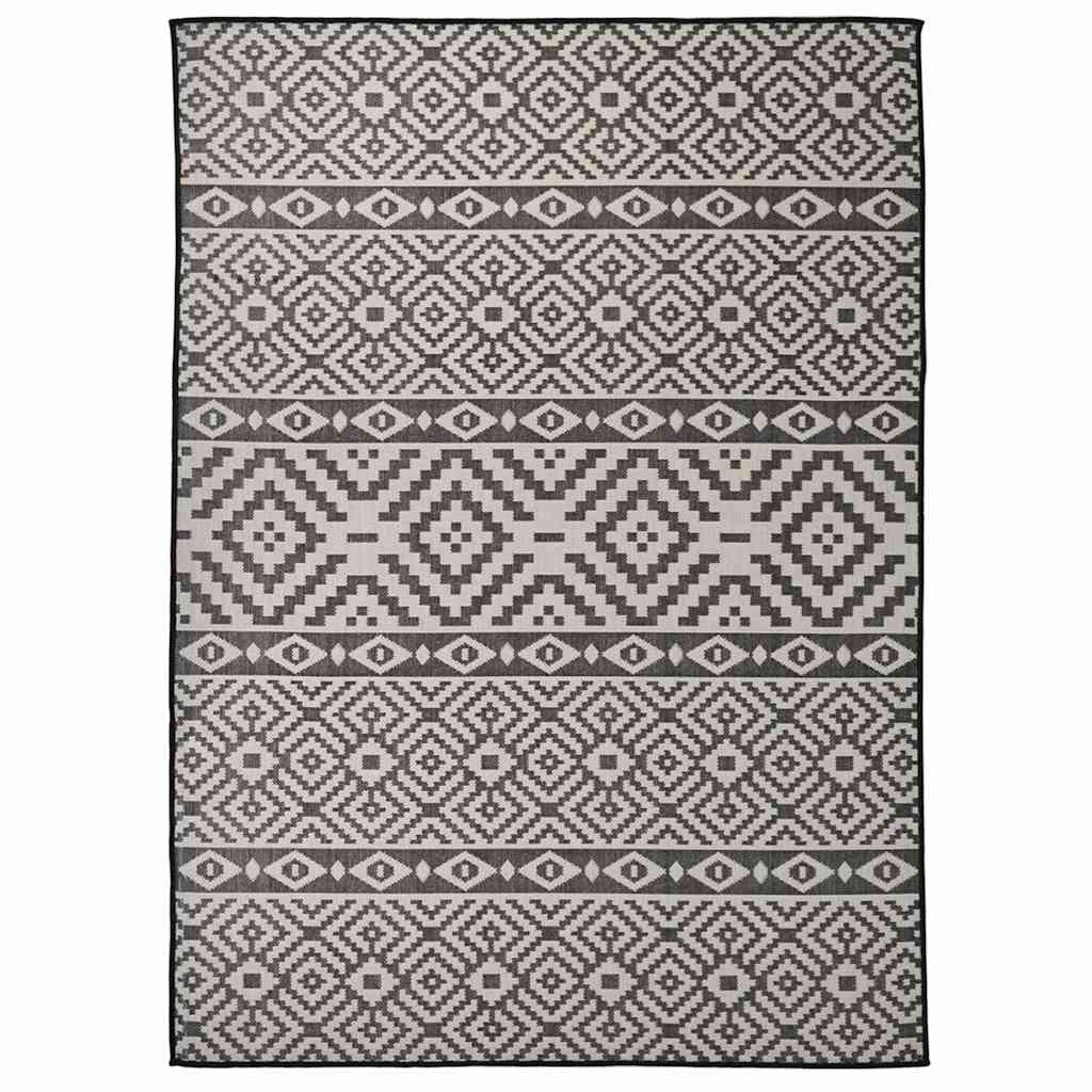 Outdoor Flatweave Rug 200x280 cm Black Stripes