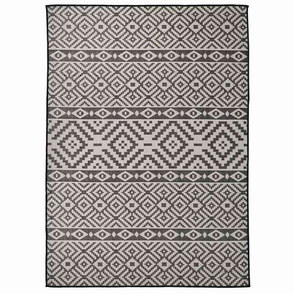 Outdoor Flatweave Rug 200x280 cm Black Stripes