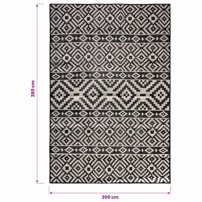 Outdoor Flatweave Rug 200x280 cm Black Stripes