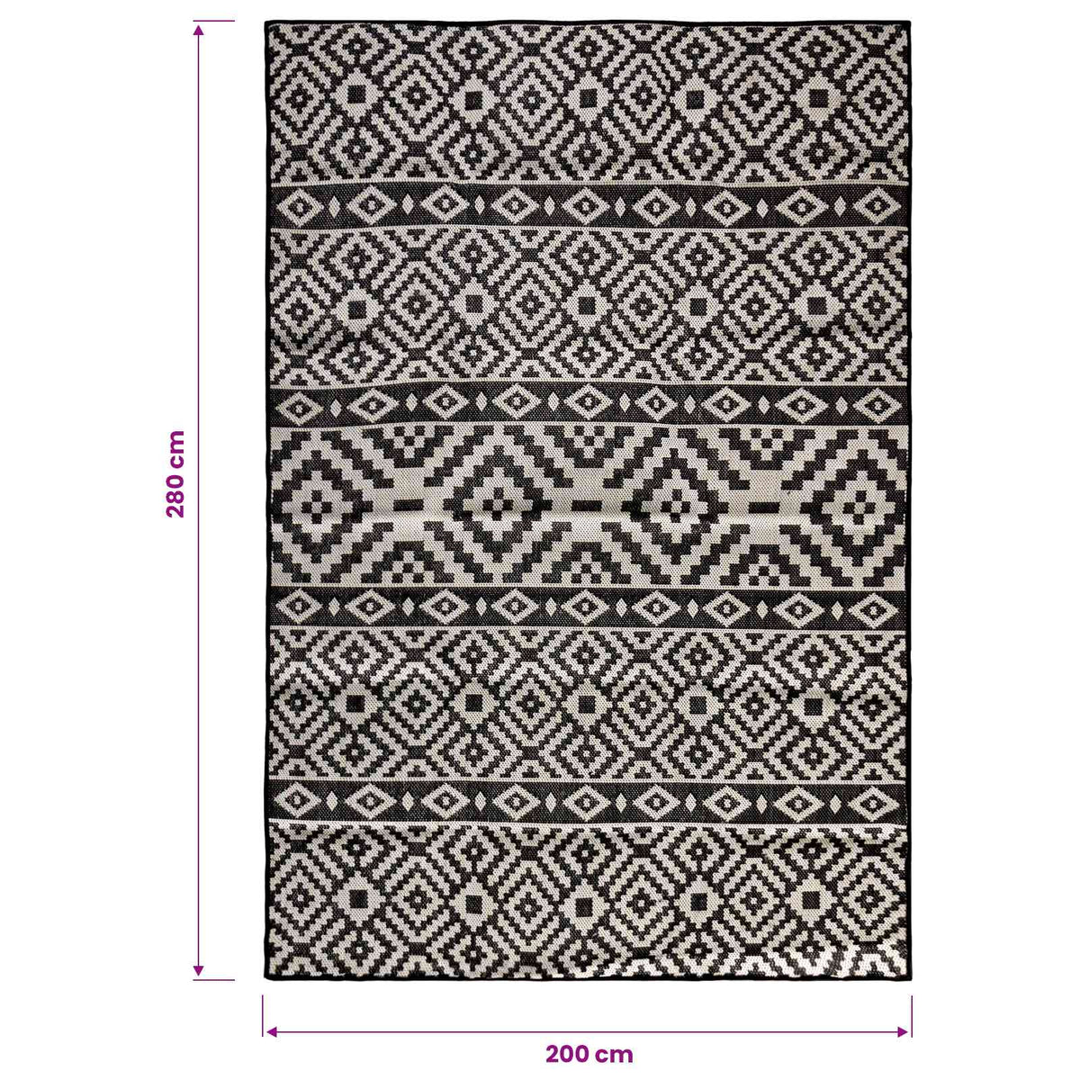 Outdoor Flatweave Rug 200x280 cm Black Stripes