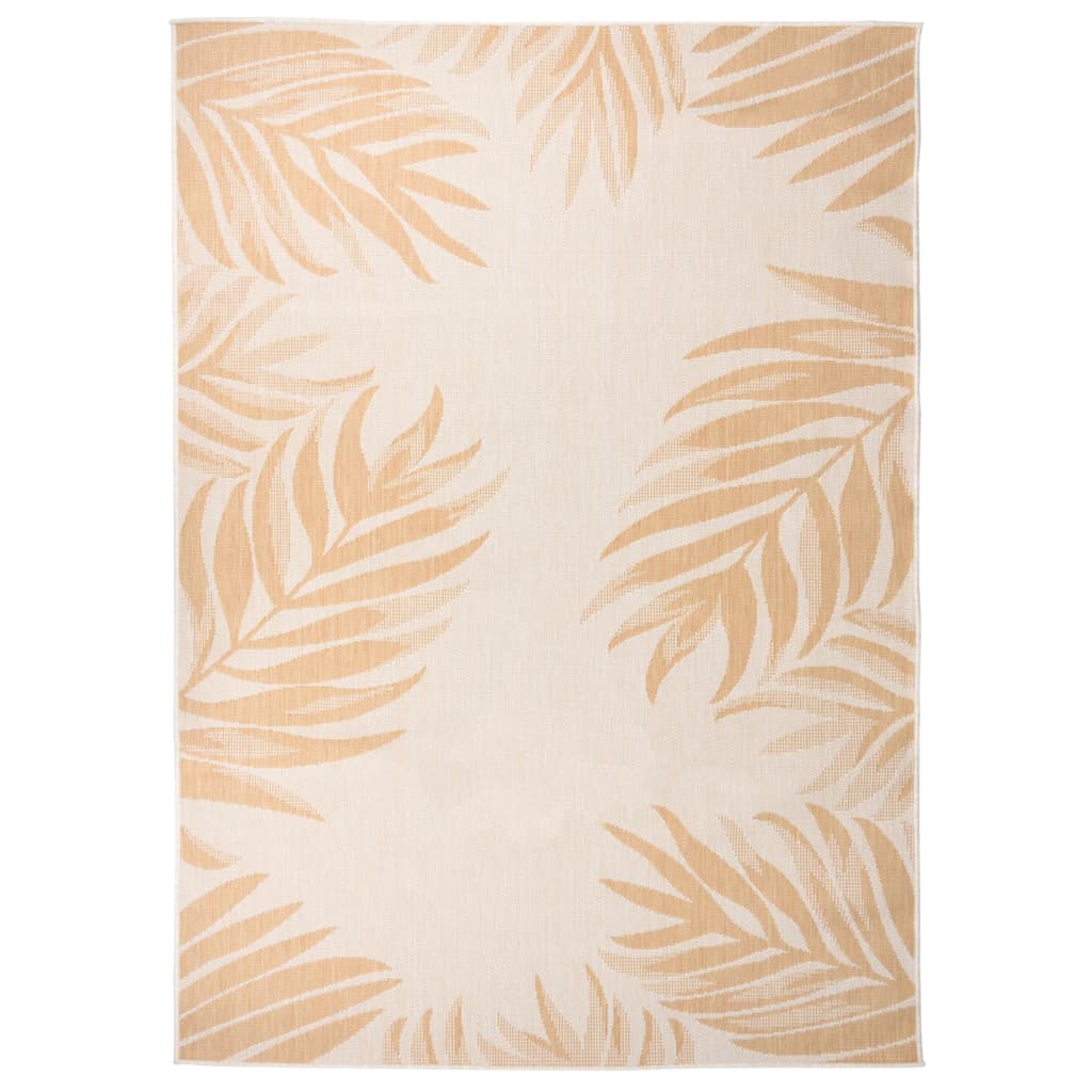 340858 vidaXL Outdoor Flatweave Rug 120x170 cm Leaf Pattern