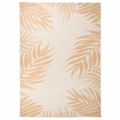 340859 vidaXL Outdoor Flatweave Rug 140x200 cm Leaf Pattern