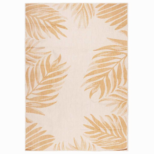 Outdoor Flatweave Rug 140x200 cm Leaf Pattern