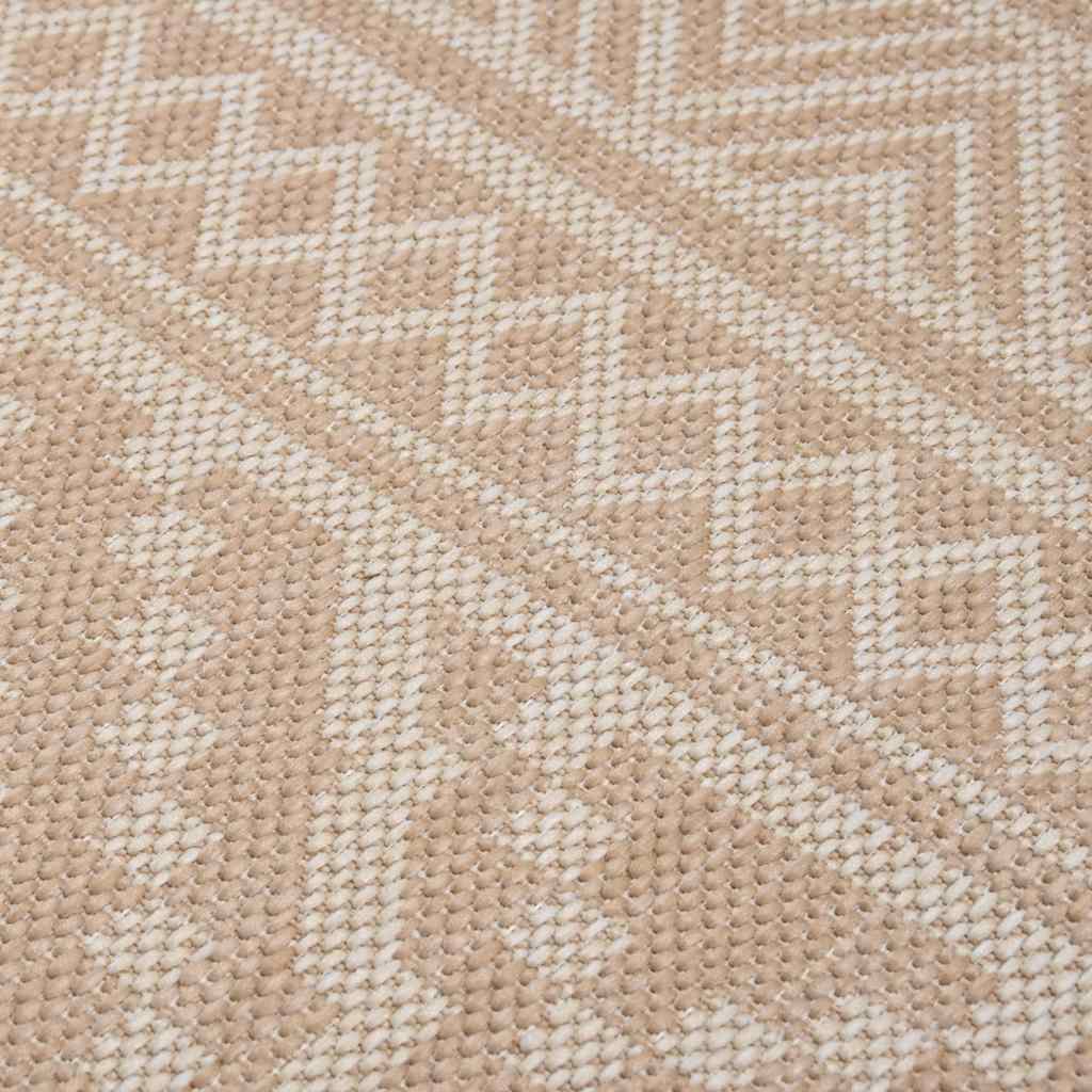 Outdoor Flatweave Rug 100x200 cm Brown Stripes