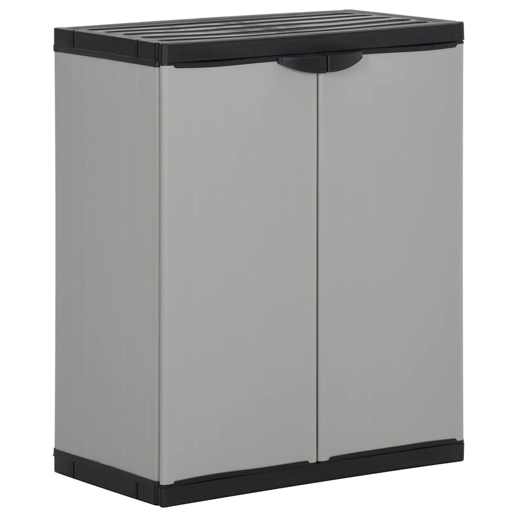 340987 vidaXL Garden Waste Cabinet Grey and Black 68x40x85 cm PP