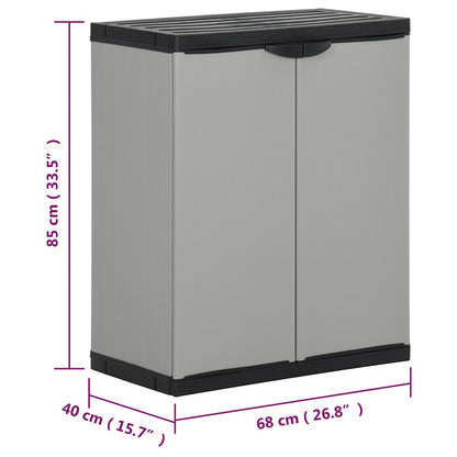 340987 vidaXL Garden Waste Cabinet Grey and Black 68x40x85 cm PP