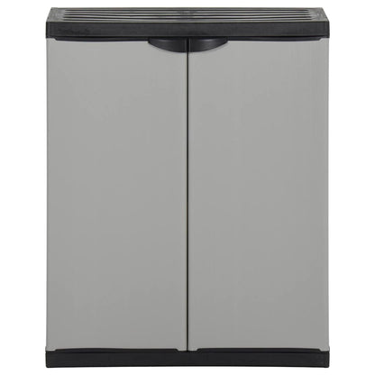 340987 vidaXL Garden Waste Cabinet Grey and Black 68x40x85 cm PP