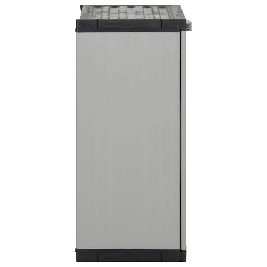 340987 vidaXL Garden Waste Cabinet Grey and Black 68x40x85 cm PP