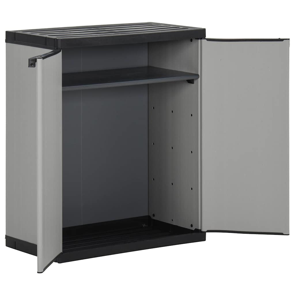 340987 vidaXL Garden Waste Cabinet Grey and Black 68x40x85 cm PP