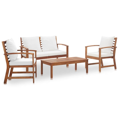 4 Piece Garden Lounge Set with Cushions Solid Wood Acacia