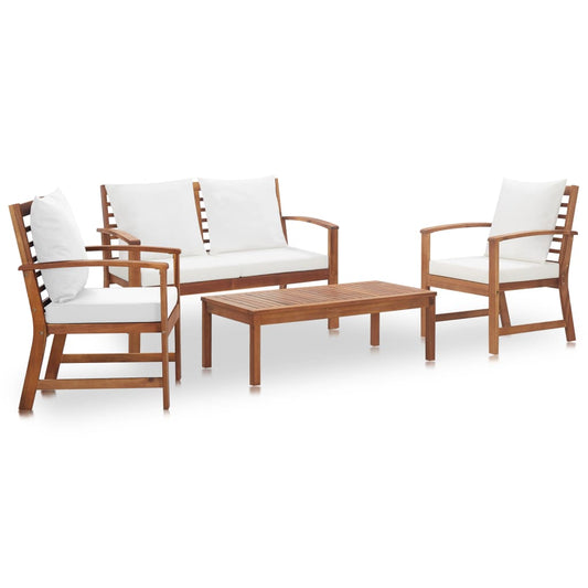 4 Piece Garden Lounge Set with Cushions Solid Wood Acacia