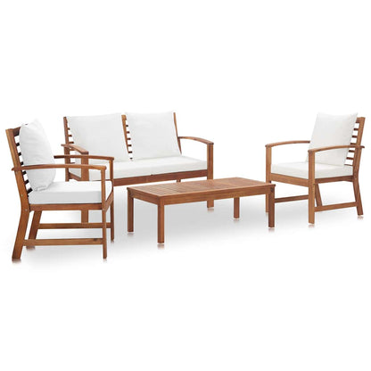 4 Piece Garden Lounge Set with Cushions Solid Wood Acacia