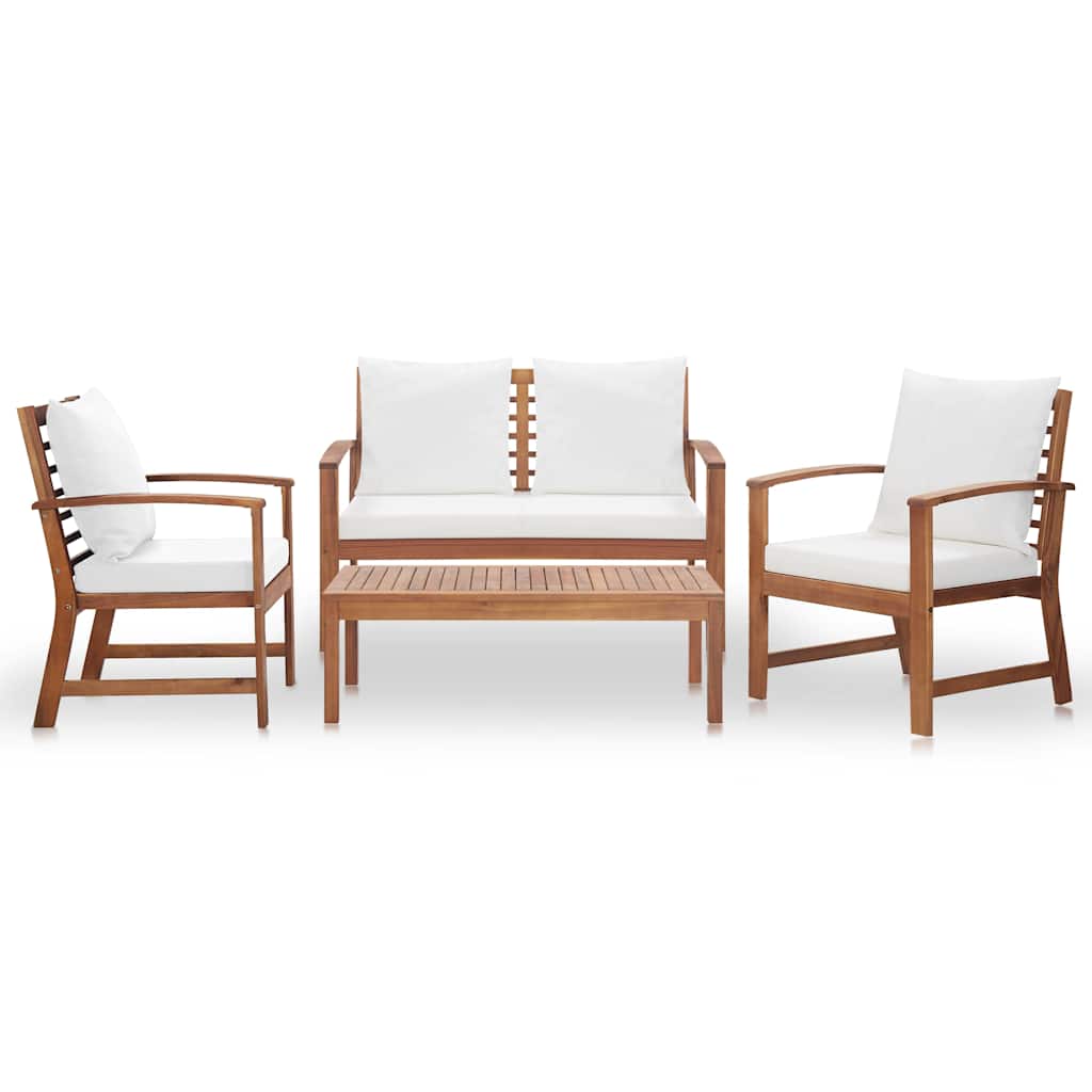 4 Piece Garden Lounge Set with Cushions Solid Wood Acacia
