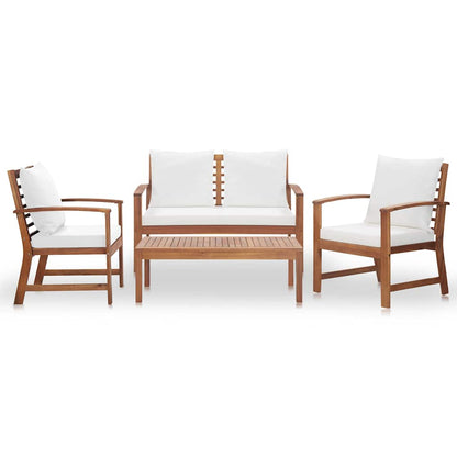 4 Piece Garden Lounge Set with Cushions Solid Wood Acacia