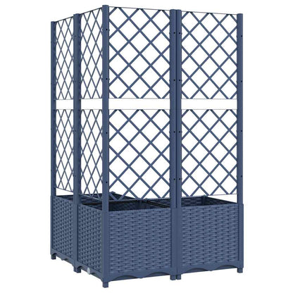 Garden Planter with Trellis Blue Grey 80x80x136 cm PP