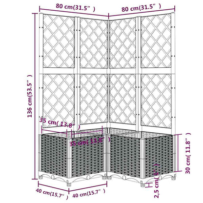 Garden Planter with Trellis Blue Grey 80x80x136 cm PP