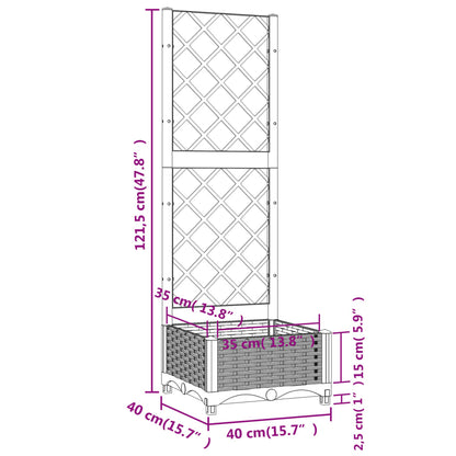 Garden Planter with Trellis Brown 40x40x121.5 cm PP