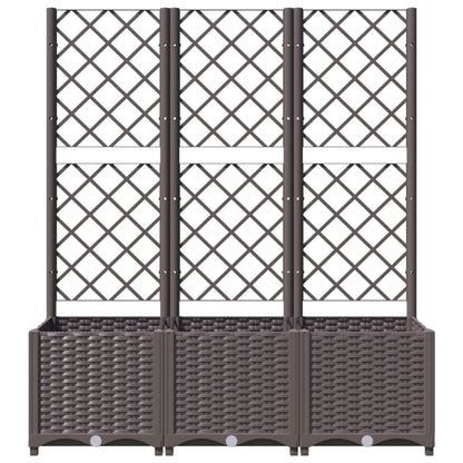 Garden Planter with Trellis Brown 120x40x136 cm PP