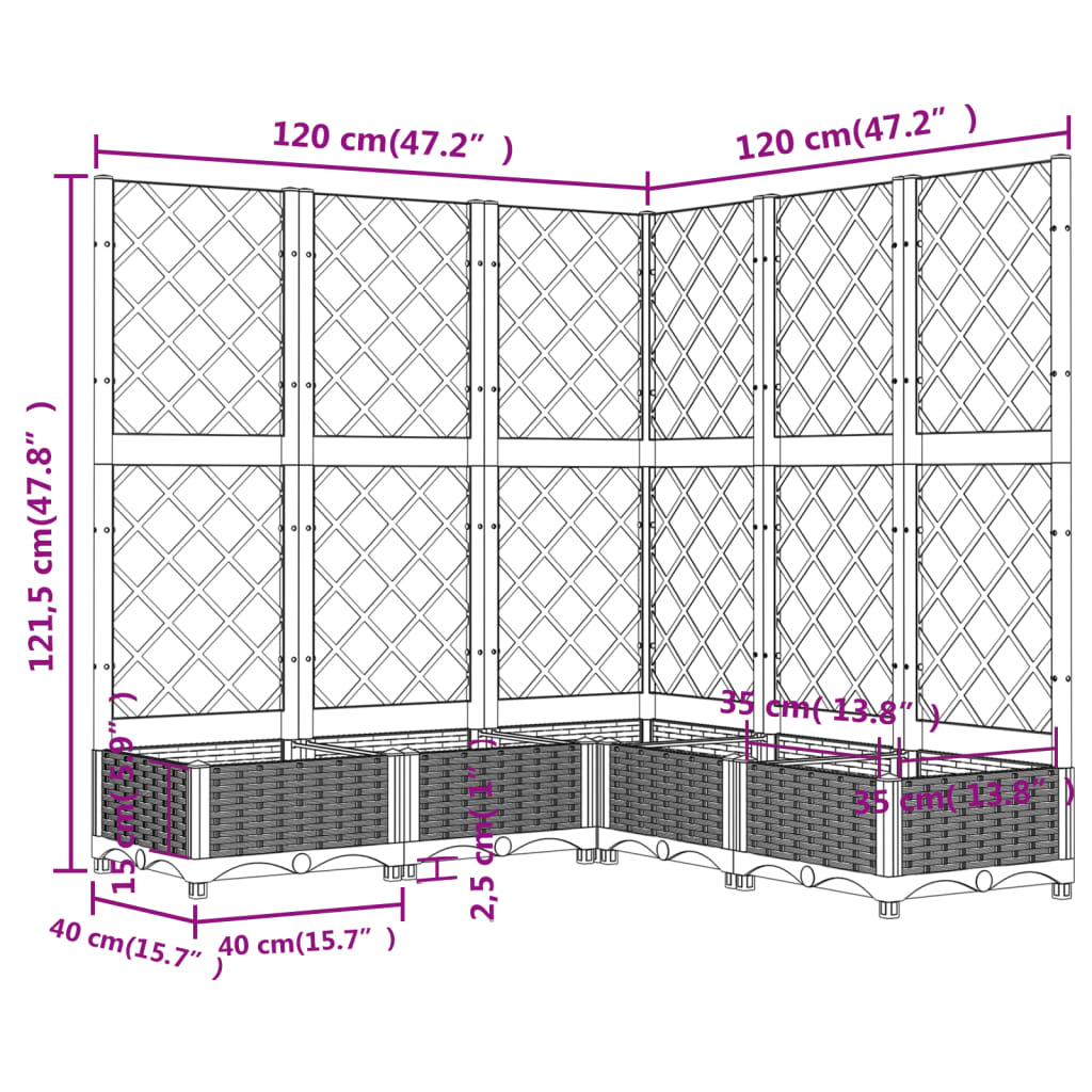 Garden Planter | Brown | Polypropylene | Large | Planters