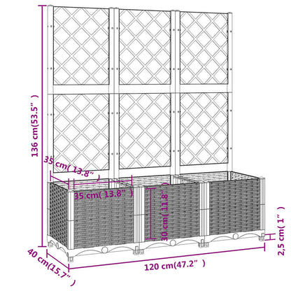 Garden Planter with Trellis Black 120x40x136 cm PP