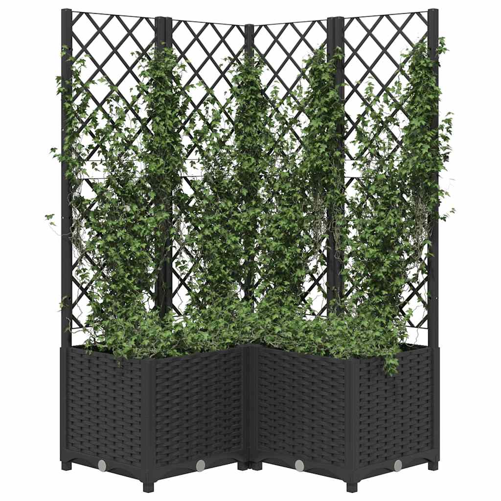 Garden Planter with Trellis Black 80x80x136 cm PP