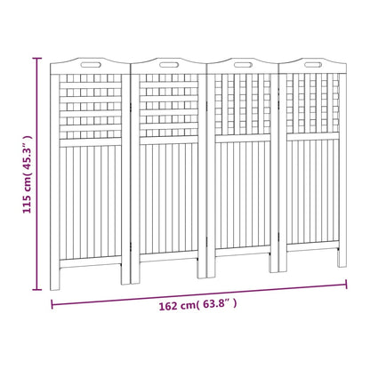 4-Panel Room Divider 162x2x115 cm Solid Wood Acacia