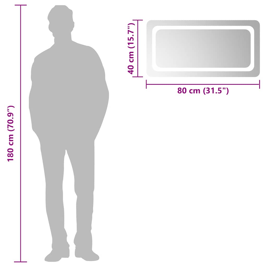 LED Bathroom Mirror 80x40 cm