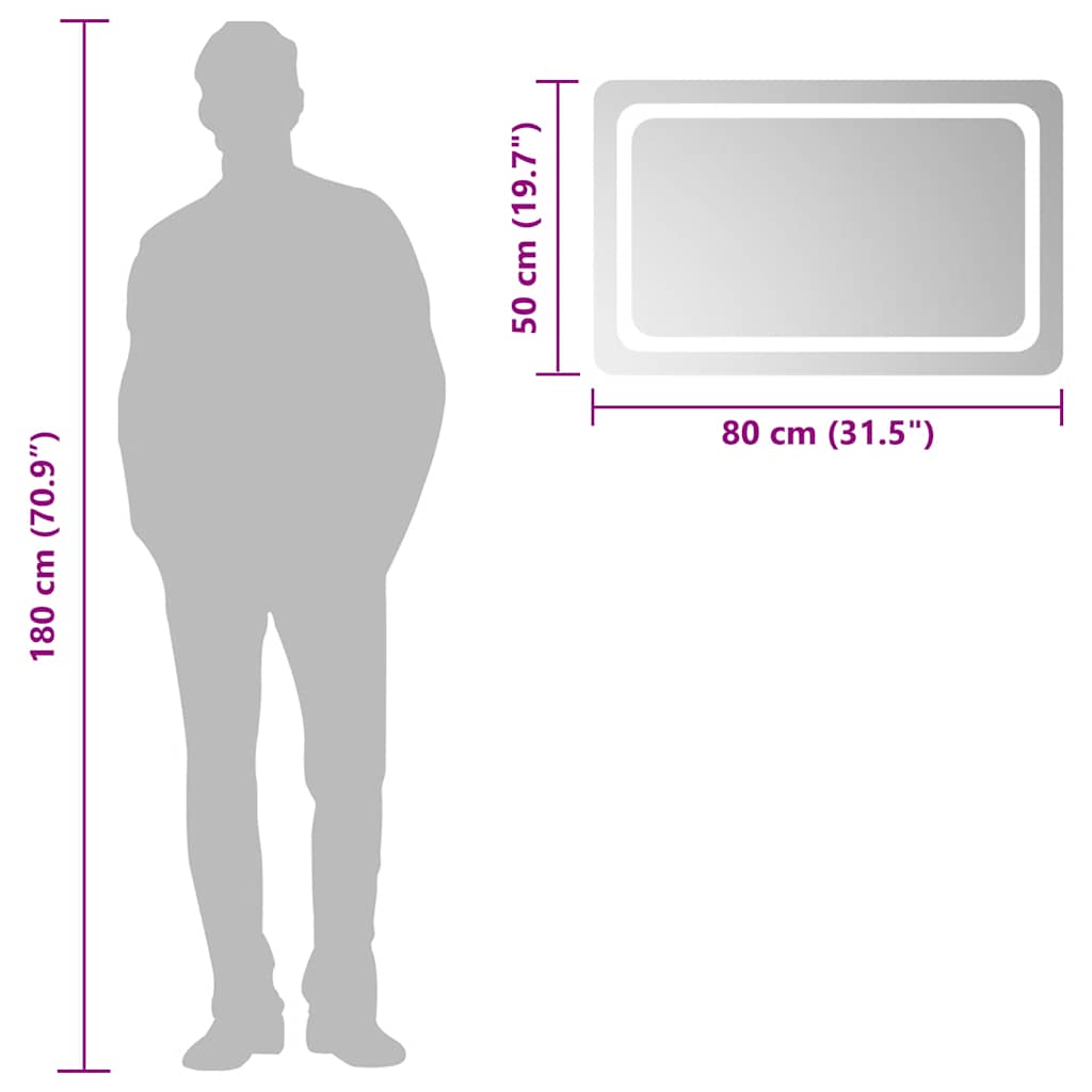 LED Bathroom Mirror 80x50 cm