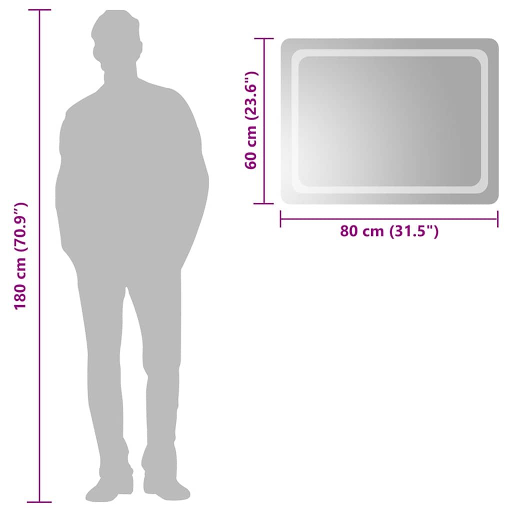 LED Bathroom Mirror 80x60 cm