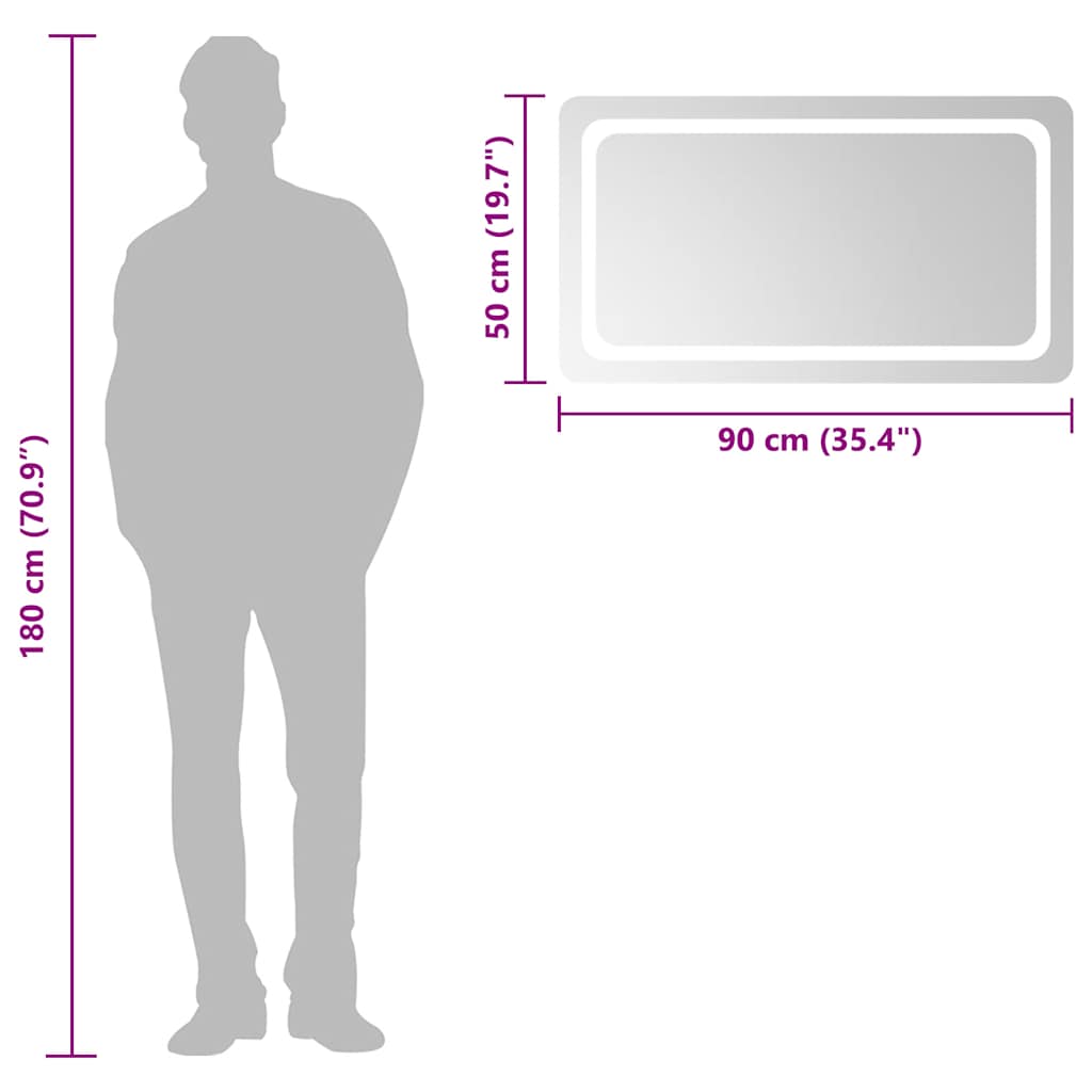 LED Bathroom Mirror 90x50 cm