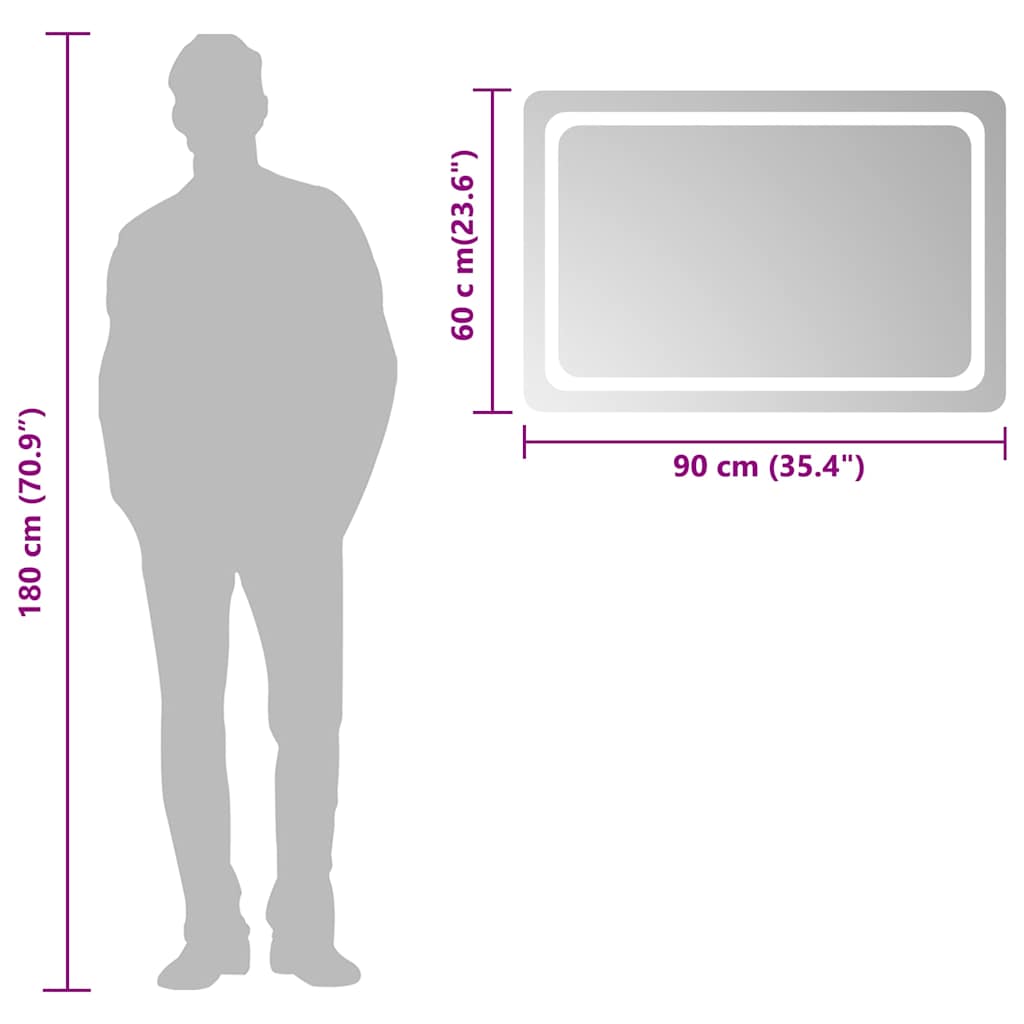 LED Bathroom Mirror 90x60 cm