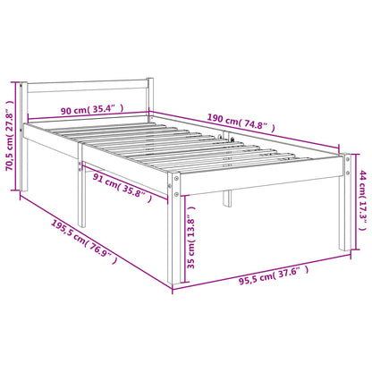 Bed Frame | Natural Pine | Solid Pine Wood | Single | Bed Frame