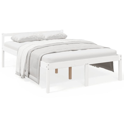Bed Frame | White | Solid pine wood | 135x190 cm Double | Bed Frame