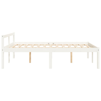 Bed Frame | White | Solid pine wood | 135x190 cm Double | Bed Frame