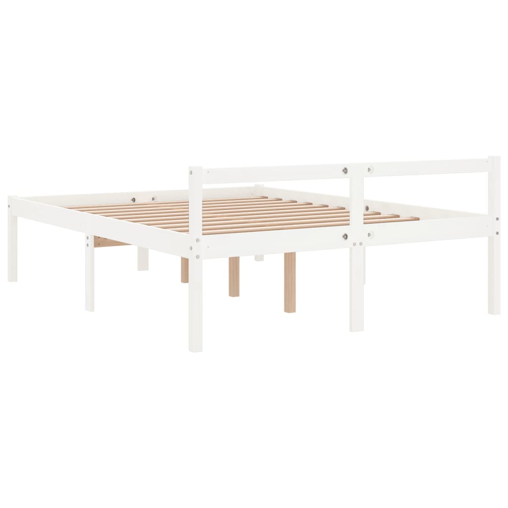 Bed Frame | White | Solid pine wood | 135x190 cm Double | Bed Frame