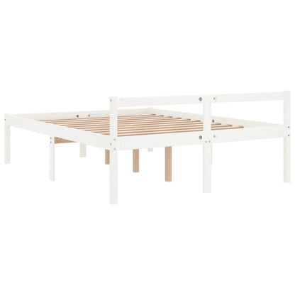 Bed Frame | White | Solid pine wood | 135x190 cm Double | Bed Frame