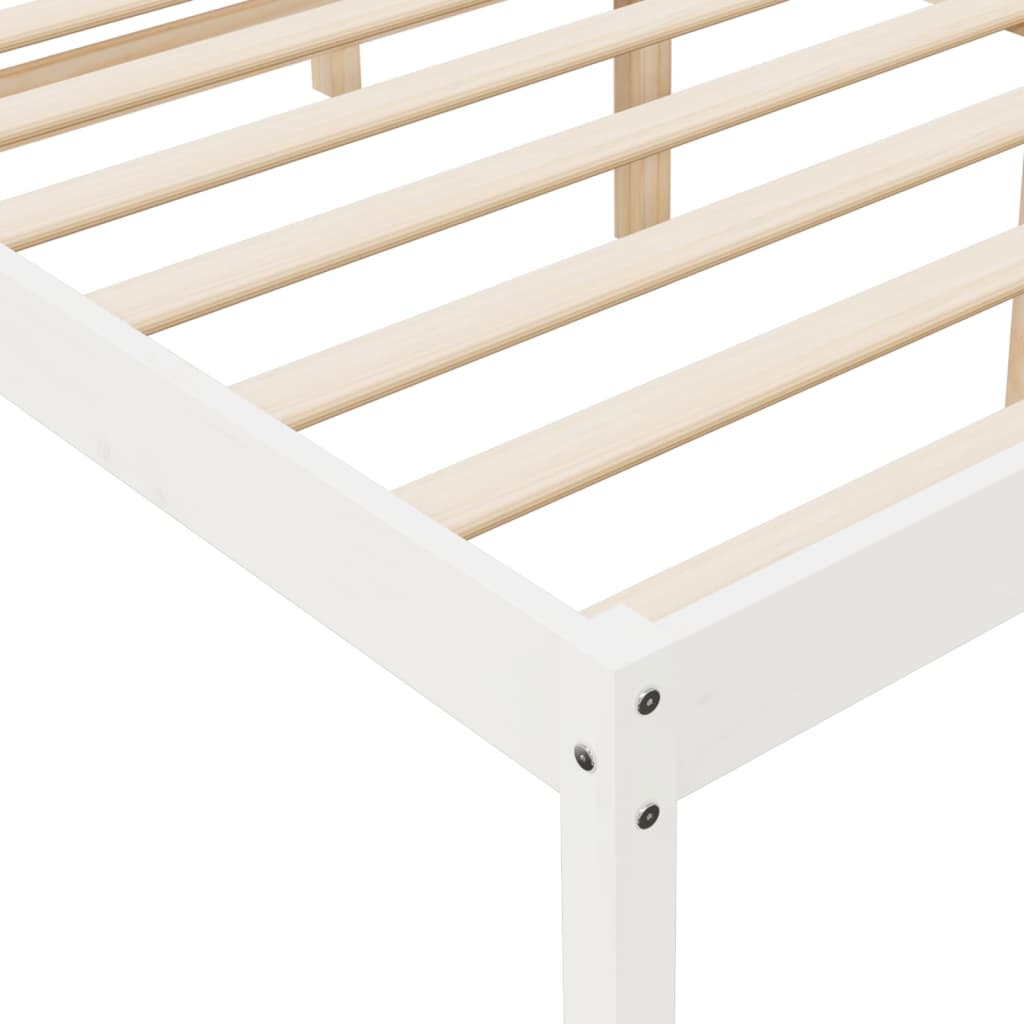 Bed Frame | White | Solid pine wood | 135x190 cm Double | Bed Frame