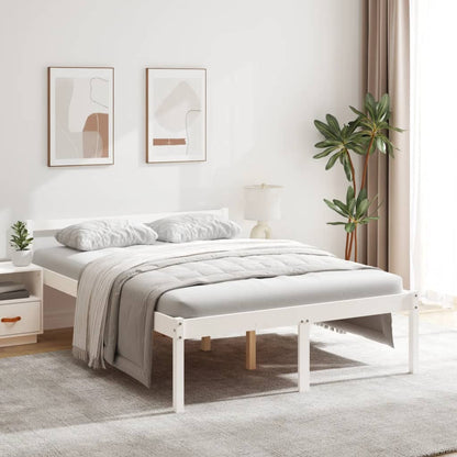 Bed Frame | White | Solid pine wood | 135x190 cm Double | Bed Frame