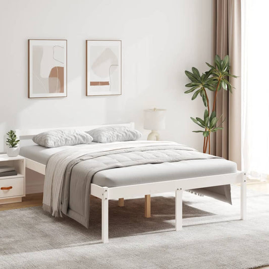 Bed Frame | White | Solid pine wood | 135x190 cm Double | Bed Frame