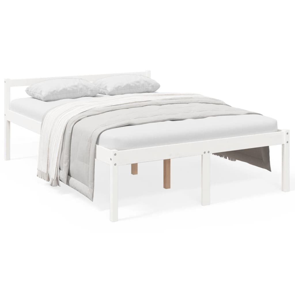 Senior Bed without Mattress White 140x190cm Solid Wood Pine