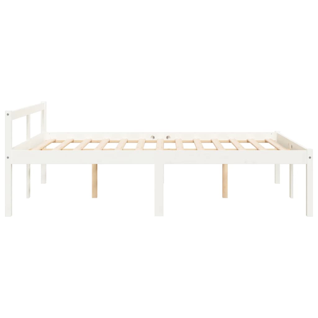 Senior Bed without Mattress White 140x190cm Solid Wood Pine