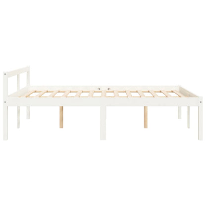 Senior Bed without Mattress White 140x190cm Solid Wood Pine