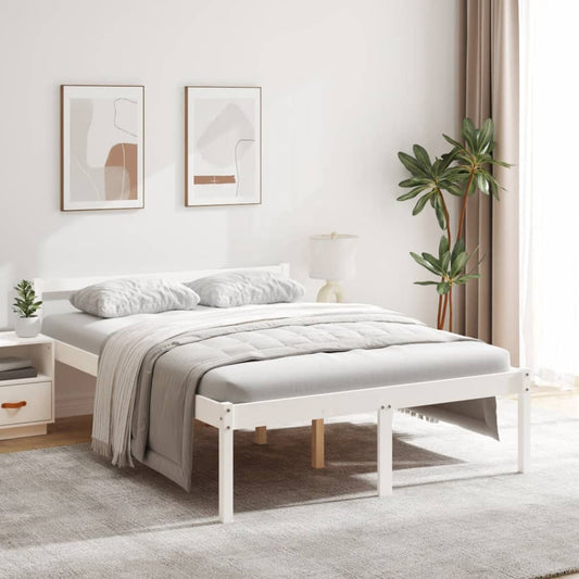 Senior Bed without Mattress White 140x190cm Solid Wood Pine