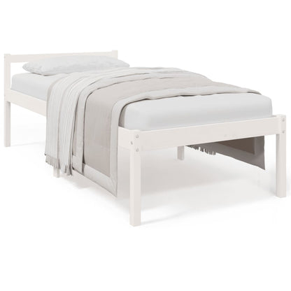 Senior Bed without Mattress White 90x200cm Solid Wood Pine