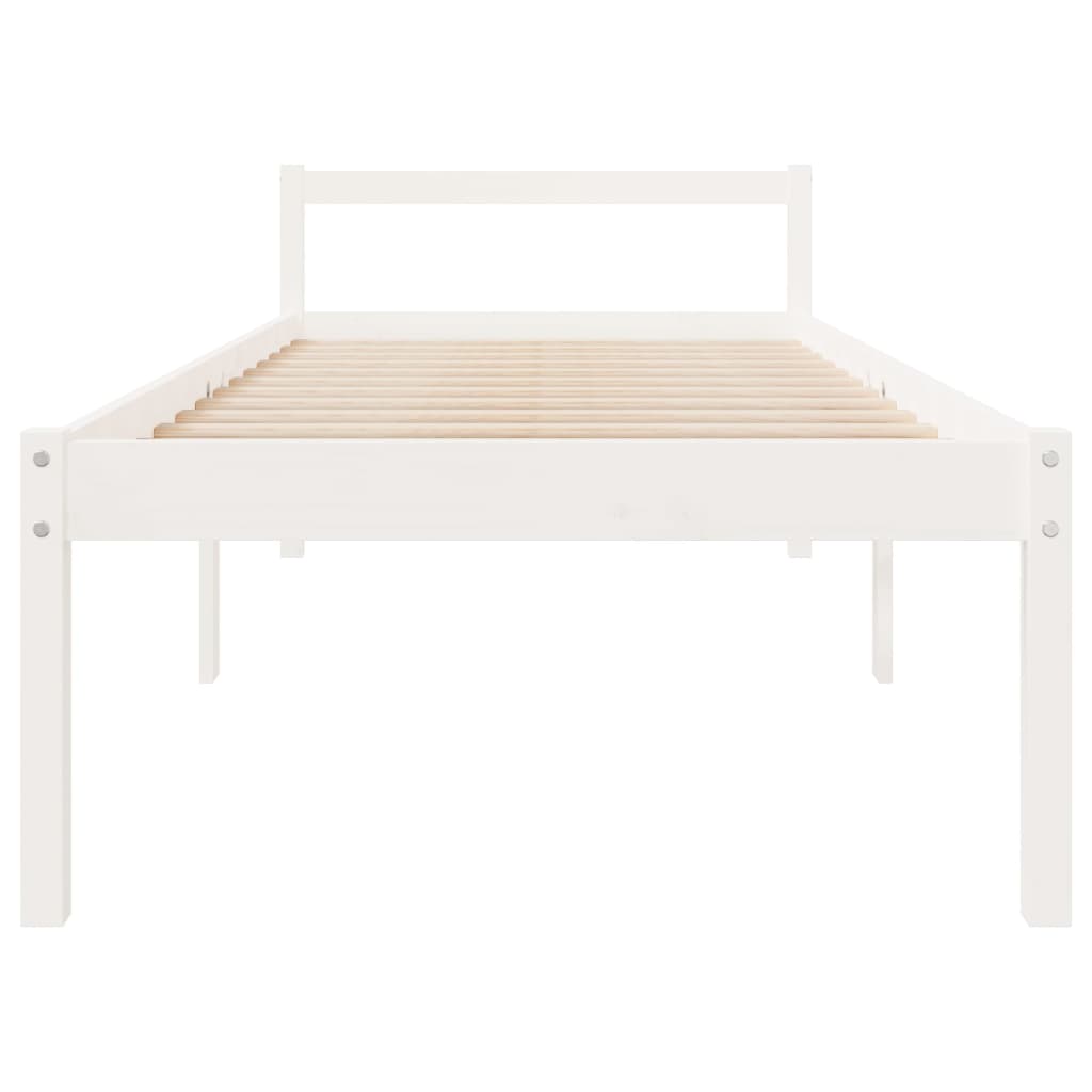 Senior Bed without Mattress White 90x200cm Solid Wood Pine