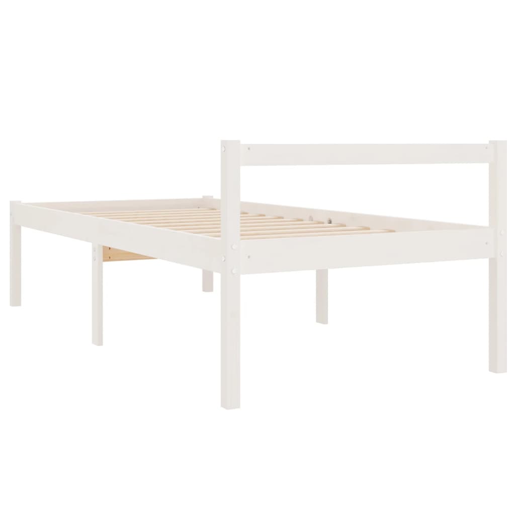 Senior Bed without Mattress White 90x200cm Solid Wood Pine
