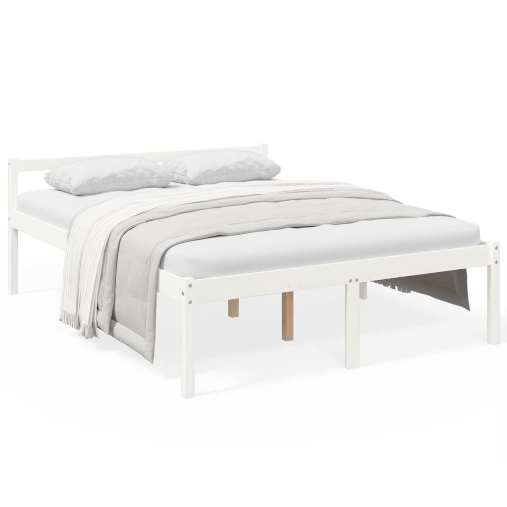 Bed Frame | White | Solid pine wood | King Size | Bed Frame | Rectangular