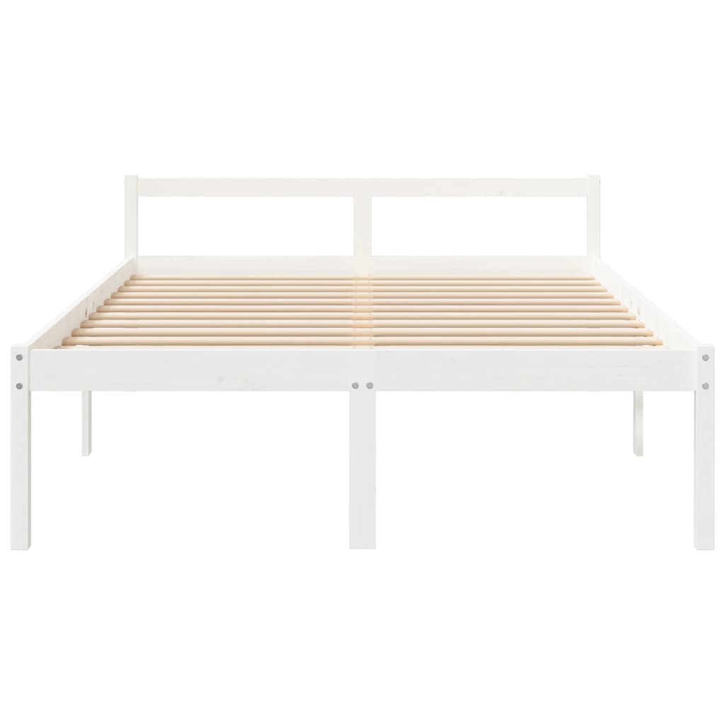 Bed Frame | White | Solid pine wood | King Size | Bed Frame | Rectangular