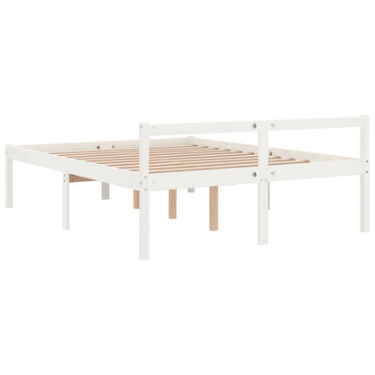 Bed Frame | White | Solid pine wood | King Size | Bed Frame | Rectangular