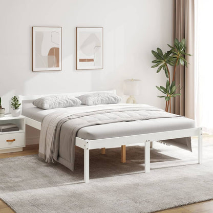 Bed Frame | White | Solid pine wood | King Size | Bed Frame | Rectangular
